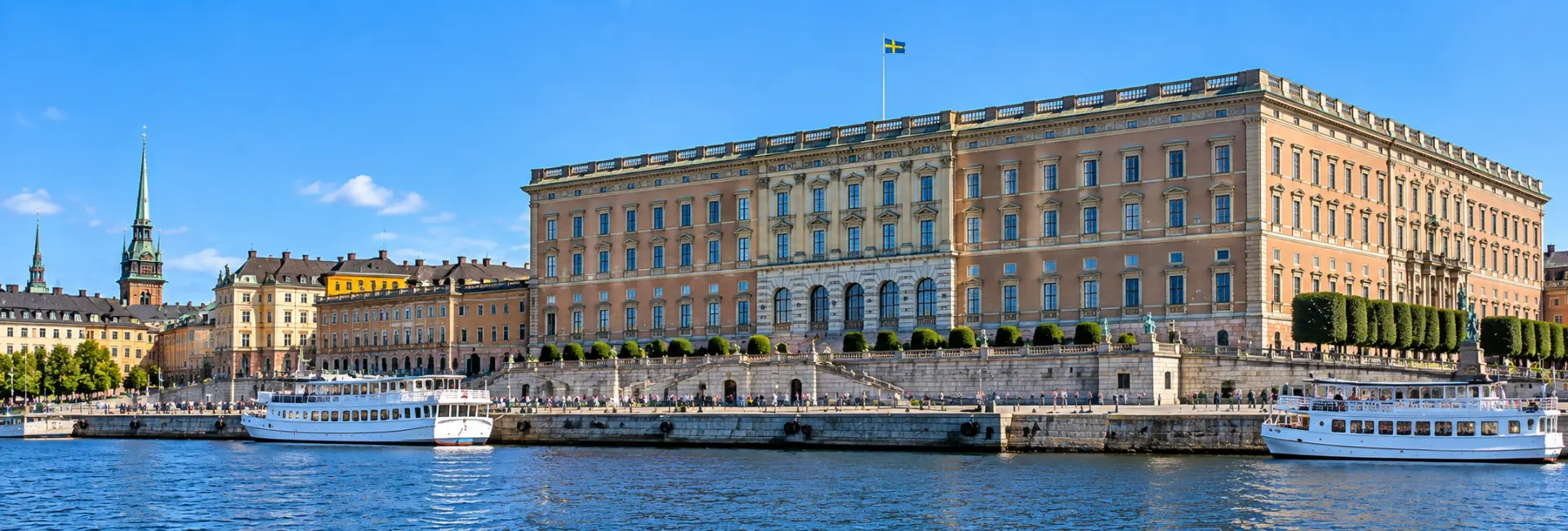 Stockholm Palace overlooking the waterfront in Stockholm, Sweden
