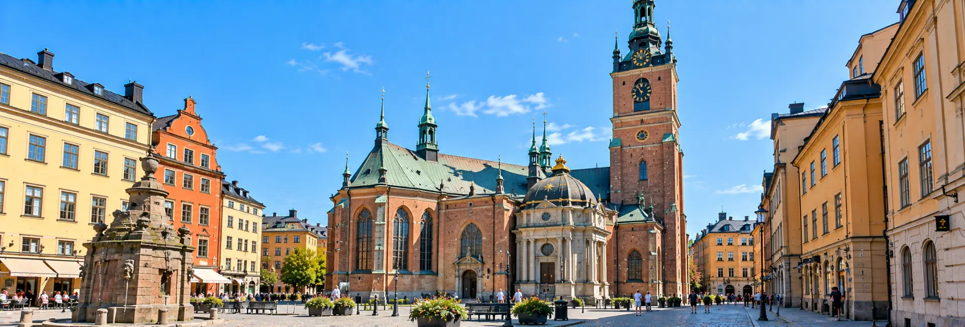 Storkyrkan Stockholm Cathedral with its historic brick façade in Stockholm, Sweden