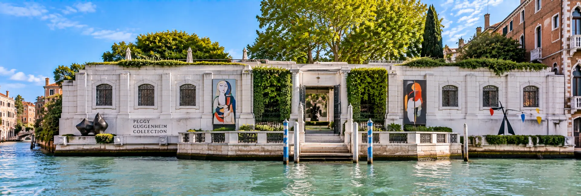 Peggy Guggenheim Collection in Venice with its elegant waterfront façade and sculpture garden