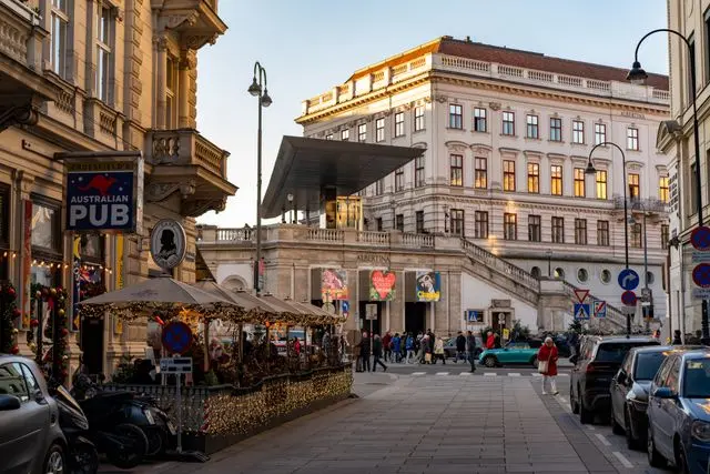 Albertina Museum entrance and surrounding historic streets in central Vienna