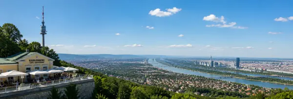 Kahlenberg in Vienna overlooking the Danube and the city skyline