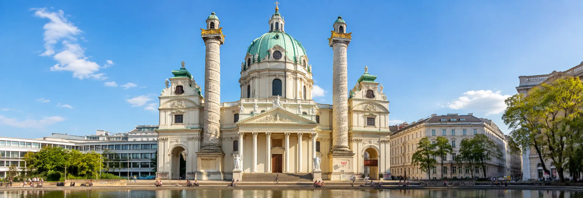Karlskirche (St. Charles Church) in Vienna with its Baroque façade and green dome