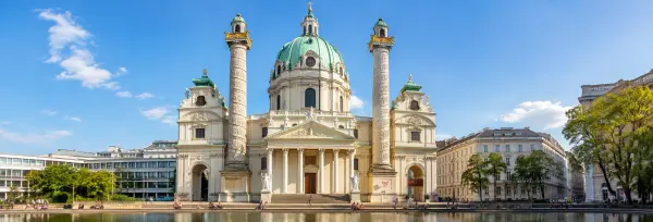 Karlskirche (St. Charles Church) in Vienna with its Baroque façade and green dome