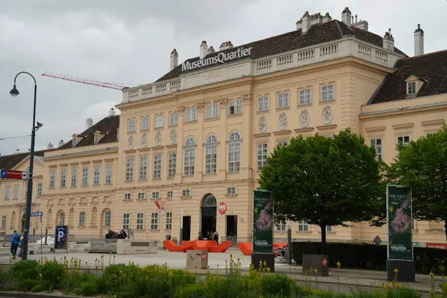 Historic MuseumsQuartier building in Vienna with ornate Baroque architecture