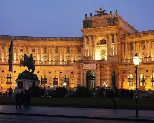 Hofburg Palace in Vienna illuminated at night