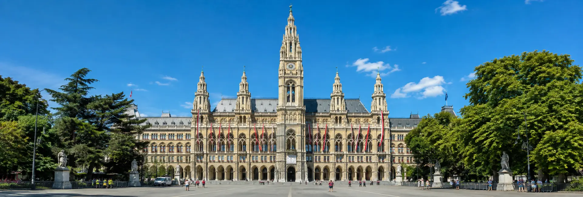 Vienna City Hall (Rathaus) with its Gothic architecture and central tower