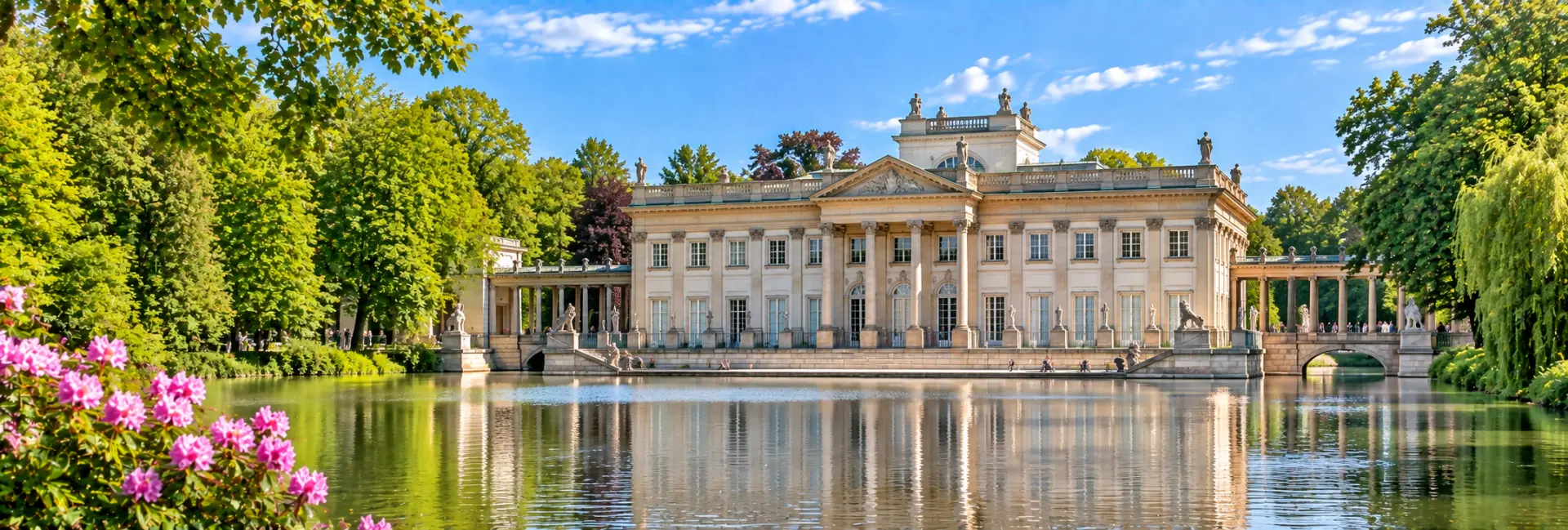 Palace on the Isle in Warsaw reflected in the tranquil lake at Łazienki Park