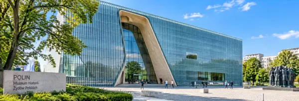 POLIN Museum of the History of Polish Jews in Warsaw with its distinctive glass façade