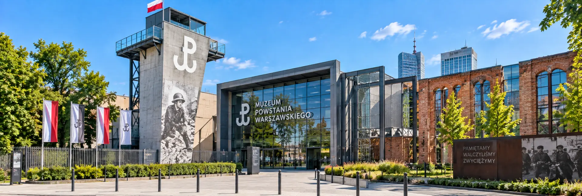 Warsaw Uprising Museum with its historic brick architecture and modern glass entrance