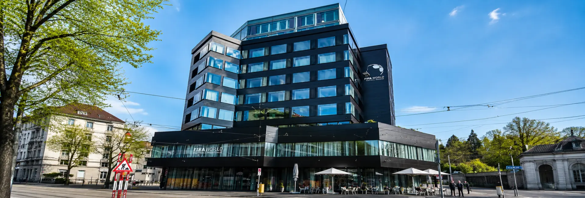 FIFA World Football Museum in Zurich with its modern black-and-glass façade
