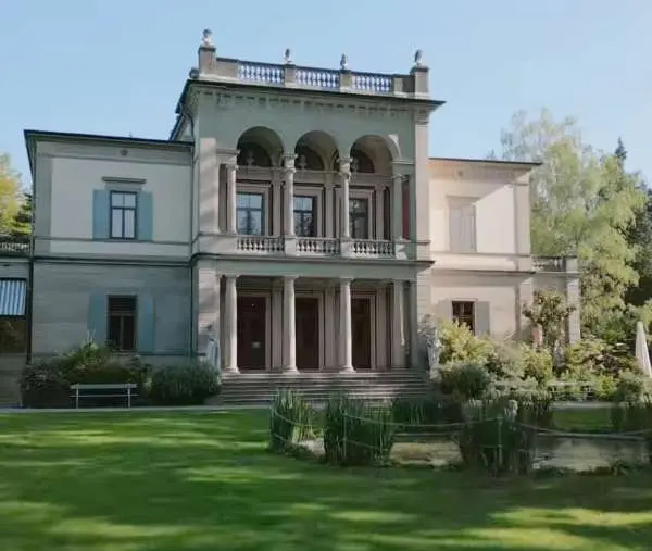 Rietberg Museum in Zurich with its historic villa, garden, and pond
