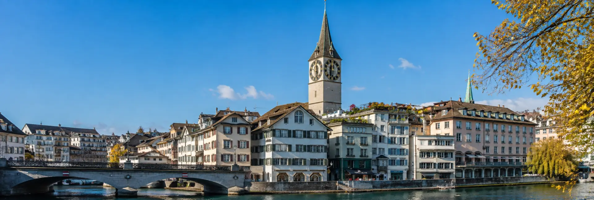 St. Peter’s Church in Zurich with its iconic clock tower above the Old Town