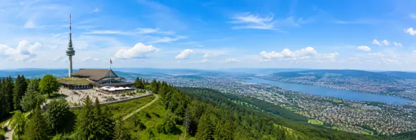 Uetliberg Mountain overlooking Zurich, Lake Zurich, and the surrounding Swiss landscape
