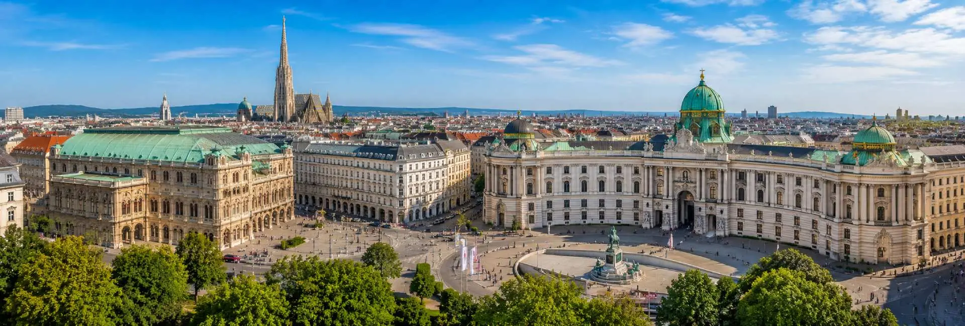 Vienna panoramic cityscape with Hofburg Palace and historic landmarks