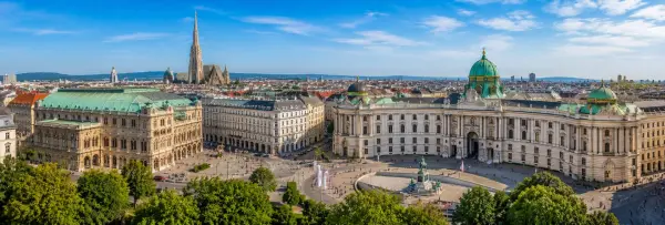Vienna panoramic cityscape with Hofburg Palace and historic landmarks
