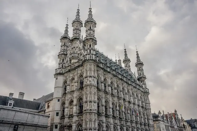 Historic Leuven Town Hall with ornate Gothic architecture