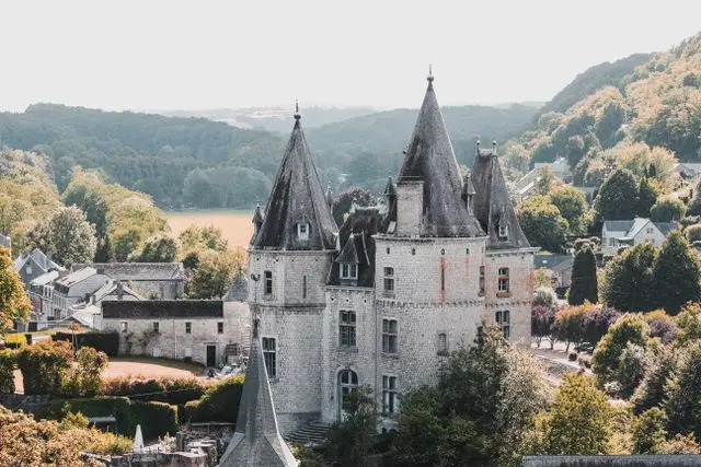 Durbuy Castle surrounded by the Ardennes landscape