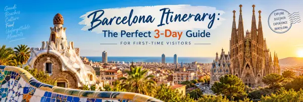 Barcelona skyline with Sagrada Família and Park Güell for a 3-day travel itinerary