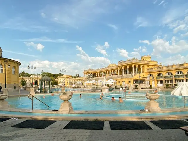 Széchenyi Thermal Bath with outdoor pools in Budapest, Hungary