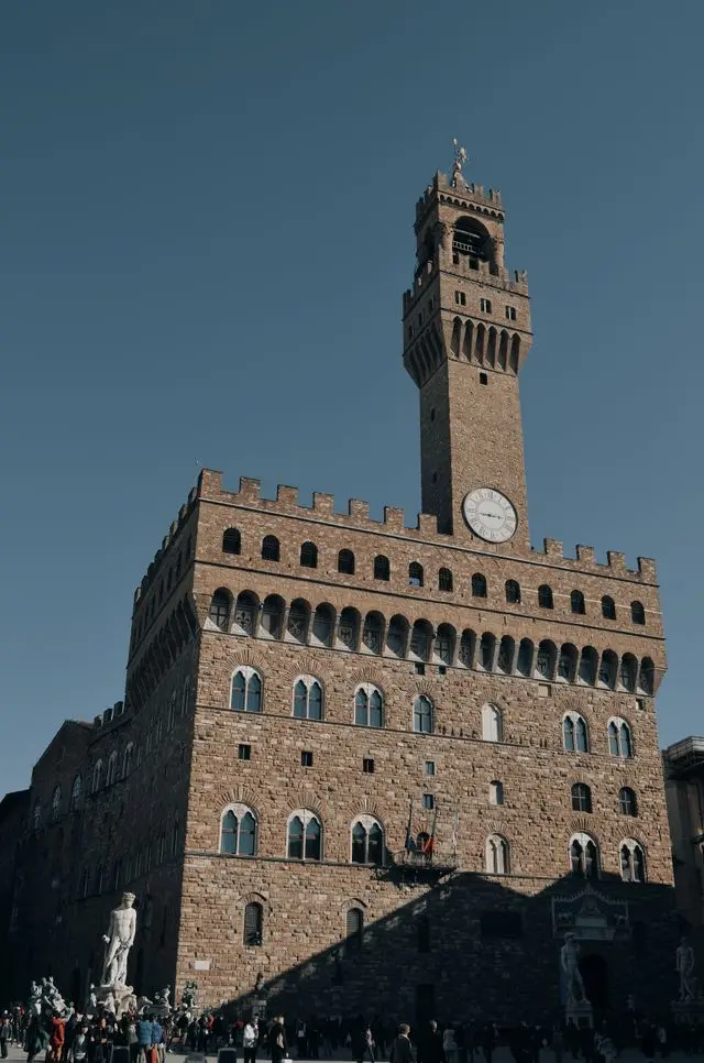 Palazzo Vecchio and its clock tower in Piazza della Signoria, Florence