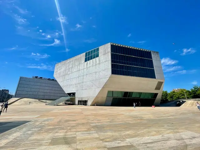 Modern angular architecture of Casa da Música in Porto, Portugal.