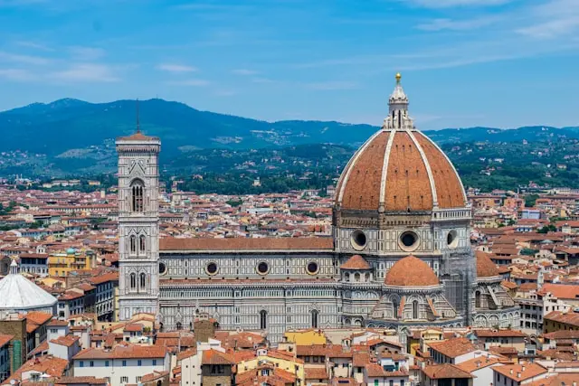 Florence Cathedral with its distinctive red dome overlooking the historic city of Florence.