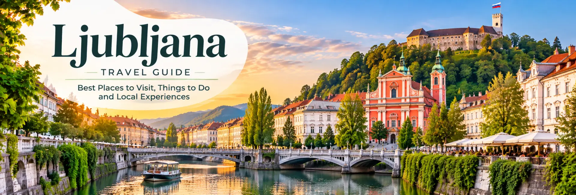 Ljubljana Travel Guide featuring Ljubljana Castle, Triple Bridge, historic Old Town and the Ljubljanica River in Sloveni