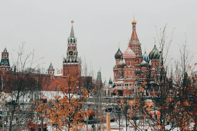 Saint Basil’s Cathedral and Moscow Kremlin in autumn