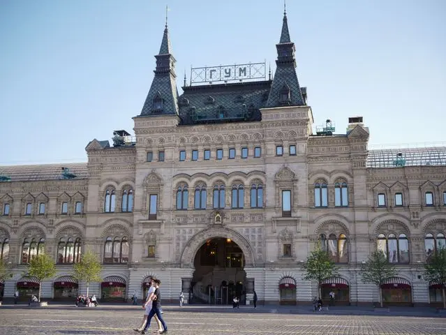 GUM department store facade on Red Square in Moscow