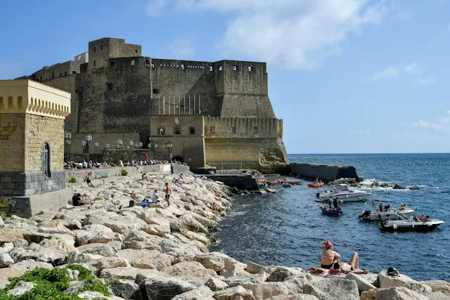 Castel dell'Ovo overlooking the sea in Naples