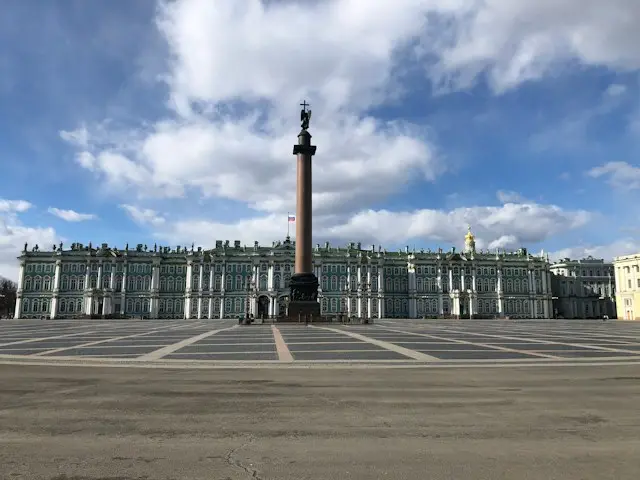 Palace Square with the Alexander Column and Winter Palace in Saint Petersburg