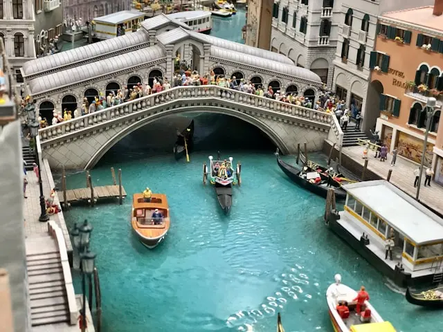 Miniatur Wunderland in Hamburg featuring a detailed miniature canal and city scene