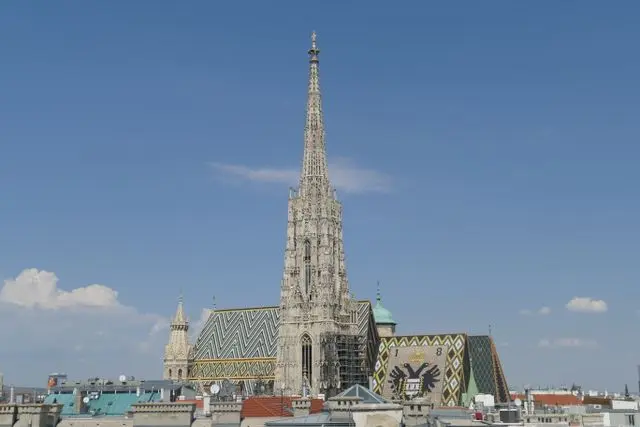 St. Stephen’s Cathedral in Vienna with its Gothic spire and patterned roof.