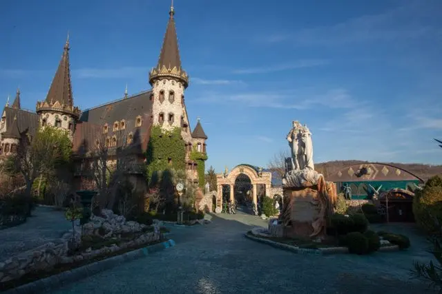 Ravadinovo Castle near Sozopol, Bulgaria, with towers and landscaped gardens