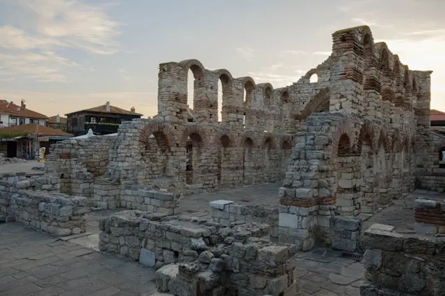 Ancient ruins of a Byzantine church in Nessebar, Bulgaria