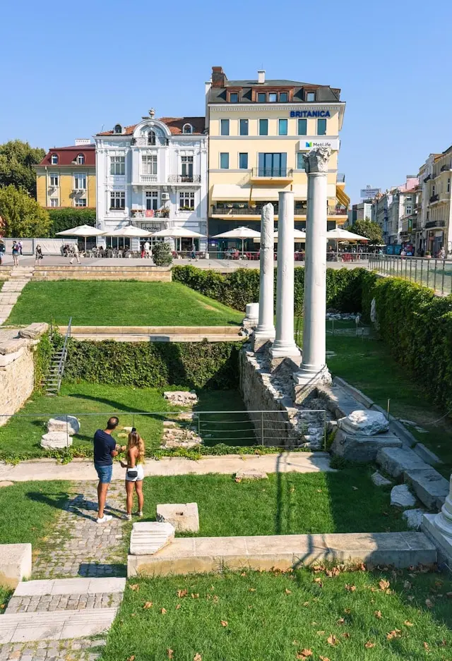 Ancient Roman ruins in the center of Plovdiv, Bulgaria