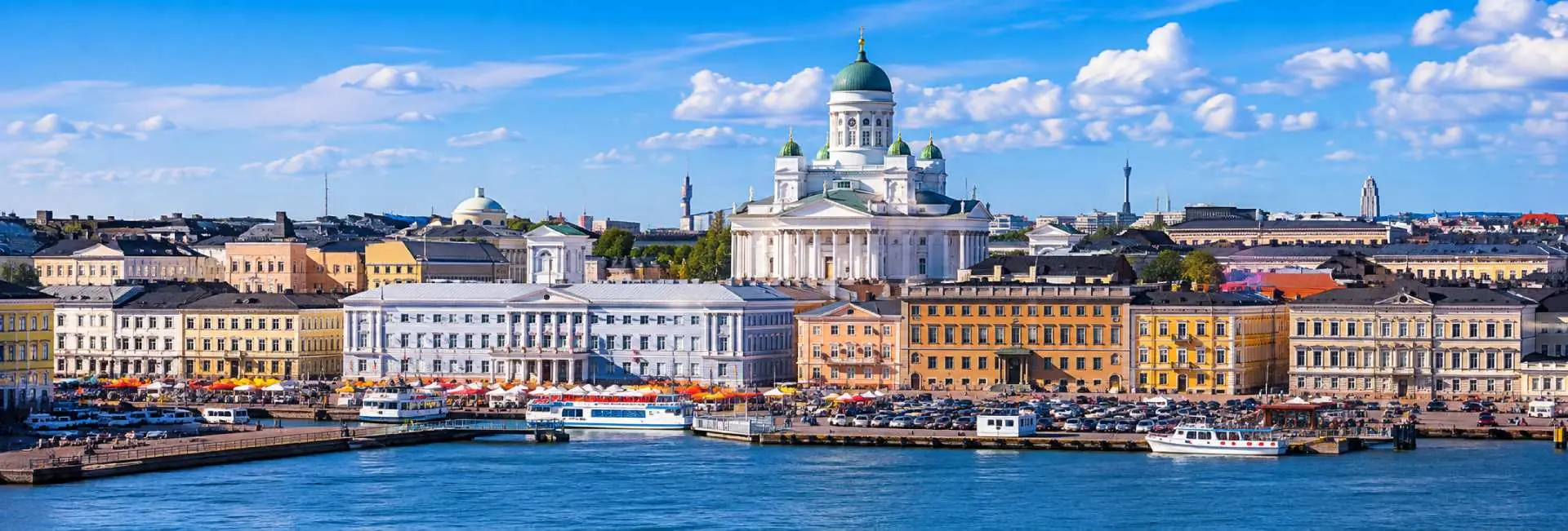 Helsinki panoramic cityscape with Helsinki Cathedral and waterfront