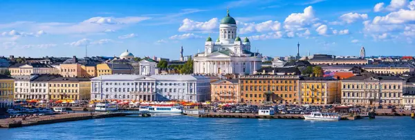 Helsinki panoramic cityscape with Helsinki Cathedral and waterfront