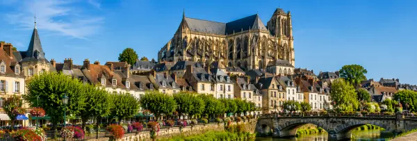 Bourges, France, with the magnificent Gothic Bourges Cathedral and historic old town