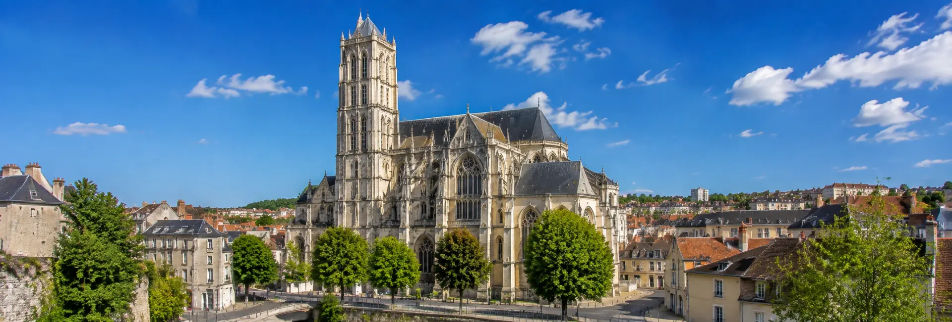 Saint-Étienne Cathedral overlooking the historic center of Limoges, France