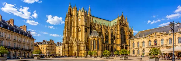 Metz Cathedral overlooking the historic center of Metz, France