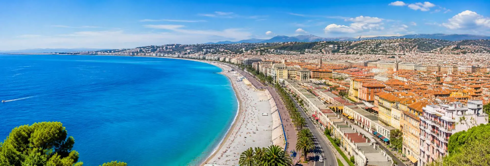 Nice, France panoramic view with the Mediterranean Sea and Promenade des Anglais