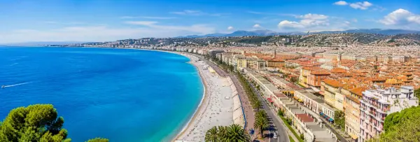 Nice, France panoramic view with the Mediterranean Sea and Promenade des Anglais
