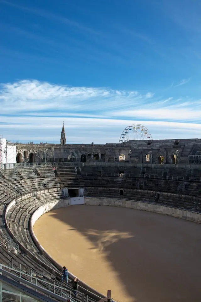 Interior of the Roman amphitheatre in Nîmes, France