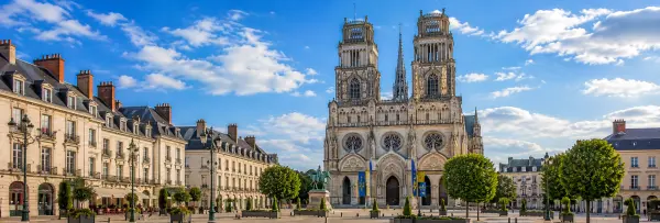 Orléans Cathedral overlooking the historic center of Orléans, France