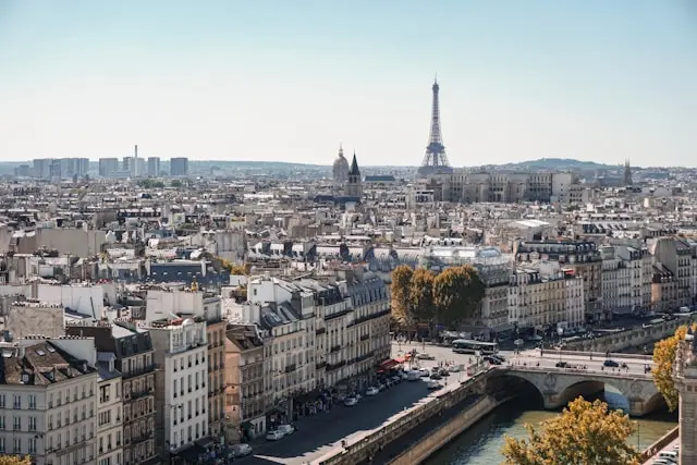 Paris skyline with the Eiffel Tower and Seine River