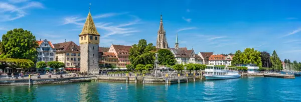 Constance (Konstanz), Germany waterfront with historic buildings, harbor and Lake Constance