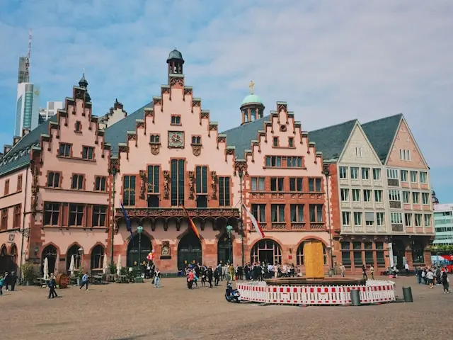 Römerberg square with historic buildings in Frankfurt