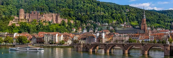 Heidelberg Germany with Heidelberg Castle, Old Bridge and historic Old Town