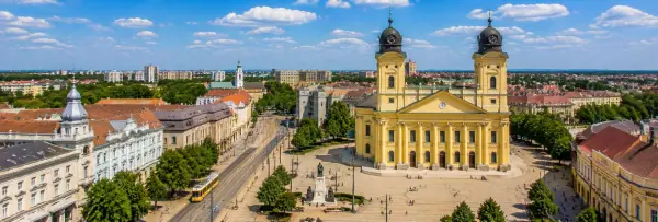 Great Reformed Church and historic Kossuth Square in Debrecen, Hungary